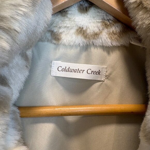 Faux Fur Toggle Vest Coldwater Creek Beige Brown Leopard Print Med Soft - Picture 3 of 8